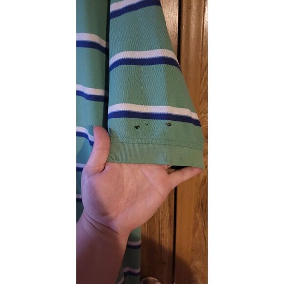 Tommy Hilfiger green striped collard shirt - Picture 4 of 6